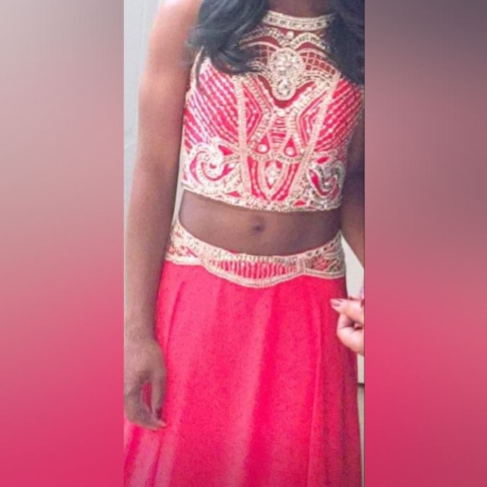 Red Bollywood prom dress